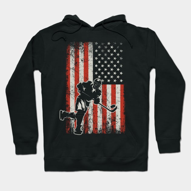 USA Flag Hockey Player Hoodie by ryanjaycruz